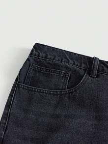 EASEVO Celana Pendek Denim Pria Ukuran Besar dengan Saku dan Kancing, Kasual, Serbaguna, untuk Sehari-hari, Liburan, Perjalanan, Warna Abu-abu Gelap, Cocok untuk Musim Panas. - Hitam - View 6