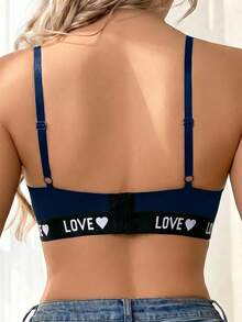 SHEIN Women's Contrast Color Letter Sling Hollow Bra Without Padding - Royal Blue - View 2
