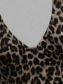 SHEIN EZwear 女款性感豹紋露背掛脖上衣，適合夏季 - 彩色 - 查看 3