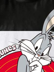 LOONEY TUNES X SHEIN 男婴休闲圆领印花短袖上衣，日常百搭 - 白色 - 查看 4