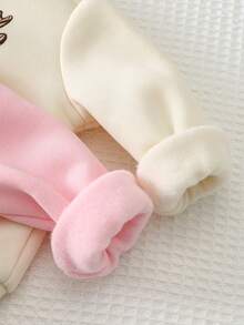 Cozy Pixies Conjunto de 2 piezas para bebé niña recién nacida con top de punto suave de manga larga, cuello redondo, estampado de animales de dibujos animados, cintura elástica y pantalones largos de invierno - Rosa - Ver 8