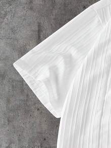 AXEPEAK Men's Solid Color Short Sleeve Single-Breasted Casual Shirt - White - View 4
