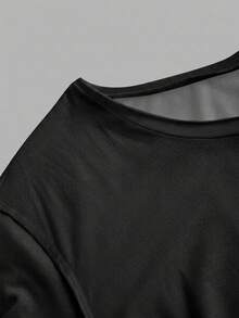 SHEIN EZwear 休閒豹紋不對稱領大尺碼T恤 - 彩色 - 查看 5