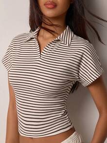 COSMINA Women's Basic Coastal Casual Elegant Blue And White Stripe Checkered Top Back-To-School Summer Brunch Everyday Graduation School Teacher - Multicolor - View 5