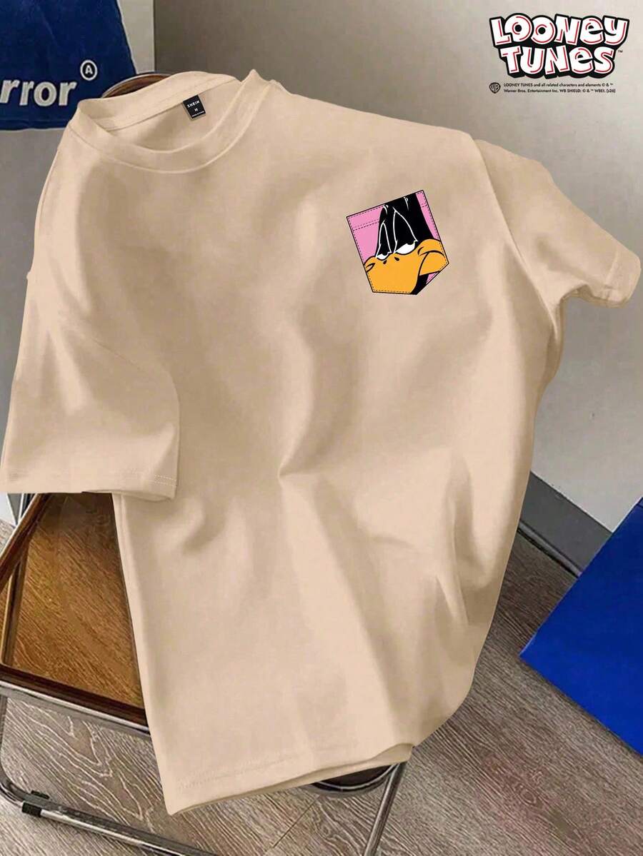 LOONEY TUNES X SHEIN Daypath 标准版型男式卡其色短袖 T 恤 - 卡其色 - 查看 1