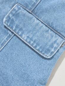 GlowEve Women's Single-Breasted Vest And Shorts Casual Denim Set - Baby Blue - View 4