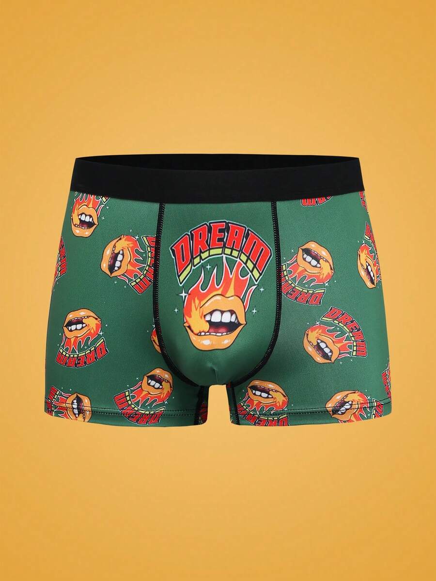 Notgurli Bóxer tipo brief casual de moda con estampado de letras y dibujos animados para hombres - Multicolor - Ver 1