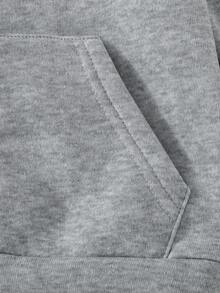 SHEIN Young Boy Casual Comfortable Hooded Zip-Up Sweatshirt In Fall/Winter - Light Grey - View 4