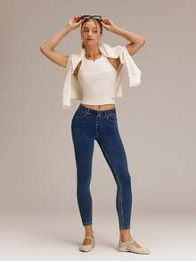 GLOWMODE Jeggings clásicos vaqueros super elásticos Jeanious, con cinco bolsillos para uso diario de yoga - Lavado ligero - Ver 7