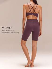 GLOWMODE 10" FeatherFit™ Flex Biker Shorts With Side Pockets Low Impact Yoga Pilates Daily - Grey - View 2