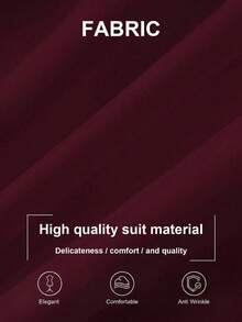 Rafferiza Setelan Jas Bisnis Wanita Gaya Prancis Minimalis Warna Polos dengan Gesper Asimetris dan Potongan Pas Badan - Burgundy - View 4