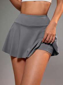 CourtClass CourtClass 女款運動裙，內含內搭短褲與口袋，適用於羽球、網球、瑜珈、健身、跑步、馬拉松 - 灰色 - 查看 6