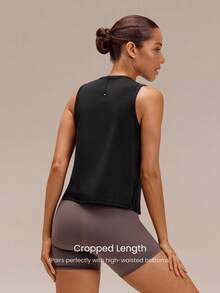 GLOWMODE Pima Cotton Reflective Slit Tank Top Gym - Black - View 2