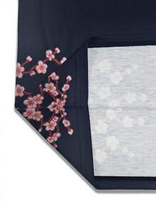 Manfinity EMRG Camiseta masculina casual de manga curta com estampa de flor de cerejeira e detalhes listrados, ideal para o verão. - Multicolorido - Ver 7