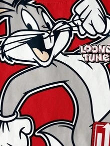 LOONEY TUNES X SHEIN 男婴字母卡通图案圆领短袖上衣 - 白色 - 查看 4