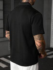 SLATEMANN Men's Solid Color Minimalist Casual Fashion Daily Versatile Short Sleeve Polo Shirt - Black - View 2