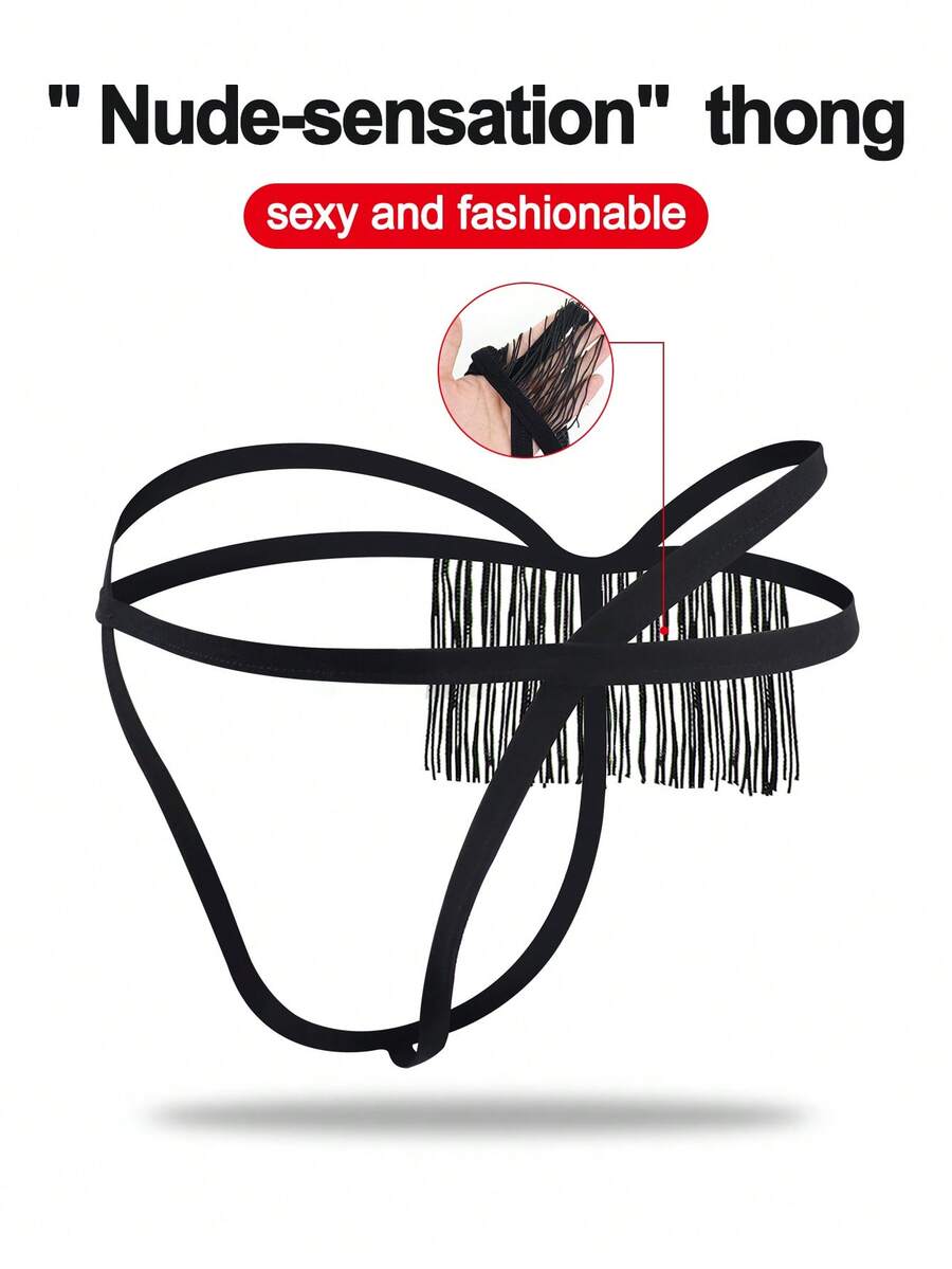 DrisQ DrisQ Fashionable Alluring Black Fringe Mid-Waist Sexy Men's Underwear - Black - View 1