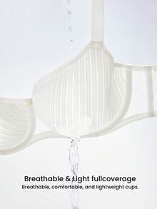 LUVLETTE Plus Dream Curve Air Full Coverage Minimizer Seamless No Show Breathable Mesh Ultra-Light Summer Sandwich Stripe White Support Bra - White - View 7