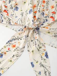 Seusyu Plus Size Women's Floral Print Casual Versatile Everyday Outing Shirt Fall - Multicolor - View 3