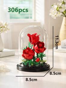 附防塵蓋花卉積木，向日葵玫瑰百合蓮花積木，桌面裝飾，生日畢業聖誕禮物 - 彩色 - 查看 2
