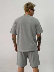 DAZY Men's Regular Fit Solid Gray T-Shirt Set For Summer - Grey - View 2