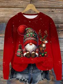 EMERY ROSE Women's Casual Loose Fit Reindeer Print Crew Neck Long Sleeve Sweatshirt Christmas - Multicolor - View 4