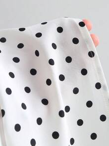 Sweetra Fashion Elegant Vintage Shoulder Top With Waist-Defining Polka Dot Skirt, Minimalist French Style Commuter Outfit, Spring/Summer Versatile New Women's 2-Piece Set - Black and White - View 4
