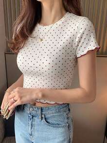 DAZY Women's Round Neck Solid Color Basic White Short Sleeve T-Shirt Spring Summer - White - View 6
