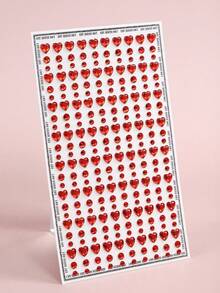 1 Pc 3D Simulation Large Red Heart Shaped Rhinestone Sticker For Eye Face Decoration DIY Music Festival Y2K Themed Party Makeup Concert Look Rave Wedding Holiday Gift Beauty Accessory Face Gem - Red - View 7