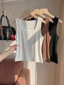 Comfortcana เสื้อกล้ามพื้นฐานและเสื้อสายเดี่ยวแบบเรเซอร์แบ็คไซส์ใหญ่ - มัลติคัลเลอร์ - ดู 5