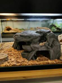 1Piece Reptile Hideout Cave Imitation Rock Shelter For Tortoise Lizard Gecko Habitat Decoration Climbing Hiding Spot Natural Look High Quality Trending Now - A - View 3