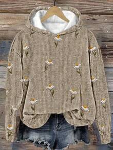 SHEIN LUNE Plus Size Women's Plus Casual Vintage Floral Print Sweatshirt, Suitable For Autumn/Winter, Vintage Fall - Multicolor - View 6