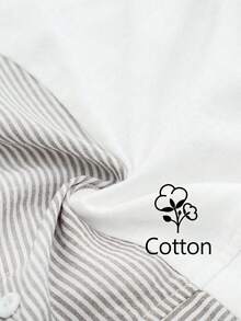 SHEIN LUNE Women's Casual Striped Splicing Short Sleeve T-Shirt, Summer - White - View 6