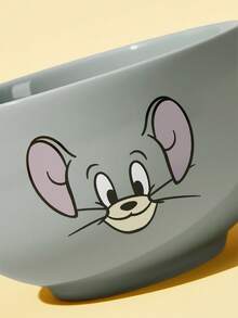TOM & JERRY X SHEIN 經典貓鼠主題陶瓷碗，可愛角色印花穀物碗，沙拉/湯碗，適用於早餐與日常使用 - 淺灰色 - 查看 5