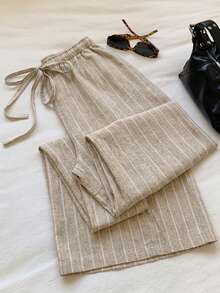 Comfortcana Pantalones casuales de cintura baja y pierna recta para mujer, pantalones a rayas, ropa de verano, uso al aire libre, casual, vacaciones, ir al trabajo, vacaciones, ropa de playa, estilo callejero, adecuado para uso diario, citas, fiestas, otoño/invierno/primavera/verano, Navidad, Año Nuevo, Acción de Gracias, fiestas, bodas, playa, ceremonia de graduación, moda, elegante, casual - Multicolor - View 6