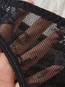 SHEIN 2 piezas Corsé con Decoración de Encaje Negro - Negro - Ver 6