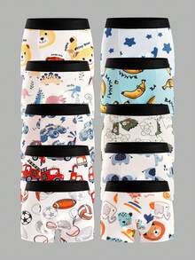 SHEIN Young Girl Simple Contrast Color Elastic Waist Sports Casual Boxer Briefs 10pcs/Pack - Multicolor - View 1