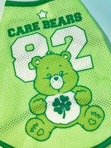 SHEIN X Care Bears 1件可愛卡通印花寵物背心，運動背心，貓狗通用，尺寸XXS至XXXXXL，特小號至特大號，護理熊、愛心熊、憤怒熊、分享熊、彩虹熊 - 綠色 - 查看 2