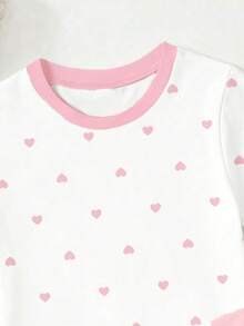 Elladie kids 2件套女童春夏秋季休闲时尚创意可爱爱心印花短袖T恤裙，舒适日常穿着，适合春、夏、秋季穿着。 - 彩色 - 查看 7