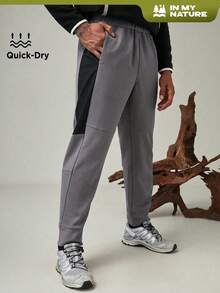 SHEIN In My Nature Pantalones deportivos para hombre con cintura con cordón para actividades al aire libre y senderismo - Negro - Ver 1