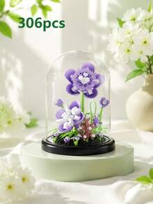 附防塵蓋花卉積木，向日葵玫瑰百合蓮花積木，桌面裝飾，生日畢業聖誕禮物 - 彩色 - 查看 8