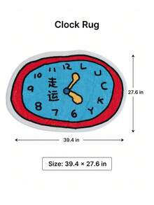 Joivida Funny Clock-Shaped Absorbent Bath Mat, Asymmetrical Cartoon Design, Available In "Lucky Clock" & Other Styles, Made Of Soft Faux Cashmere/Crystal Velvet, Sizes From 50*70cm To 90*130cm, Non-Slip & Water-Absorbent, Ideal For Bathroom, - multicolor - View 12