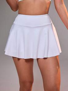 CourtClass CourtClass 女款運動裙，內建短褲與口袋，適用於羽球、網球、瑜珈、健身、跑步、馬拉松 - 白色 - 查看 4