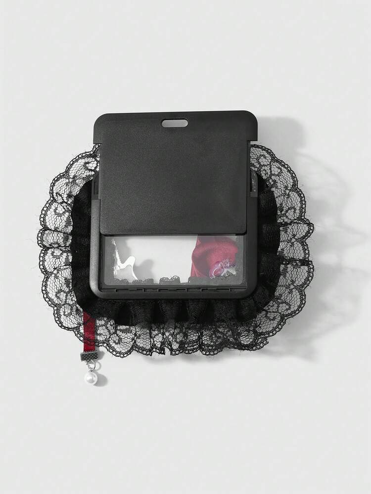 ROMWE Goth 1 Sweet And Cool Versatile Black And Red Soft Pottery Rhinestone Note Guitar Hairball Handmade Rose Bow Card DIY Keychain Bag Pendant, Women Wear - Black and red -30 - View 11