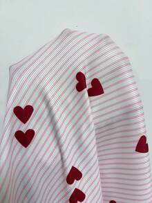 Striped Heart Print V-Neck Ruffle Decor With Bow Women's Nightgown - Burgundy - View 6