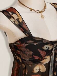 SHEIN ICON 女款度假植物印花不對稱下擺背心上衣 - 彩色 - 查看 7