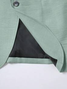 Manfinity Mode Conjunto de traje casual para hombre con cuello de solapa de unicolor, primavera/verano, formal, ceremonia - Verde - Ver 7