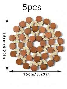 5/3/1pc Wooden Heat Insulation Coasters, Placemats, Anti-Scald Pads, Tabletop Cup Mats, Dishware Coasters, Non-Slip Pads, Pot Holders, Bowl Pads, Tabletop Mats, Heat Resistant, Washable, Easy To Clean, Wipe-Able, Suitable For Room Decor, Dining - View 11