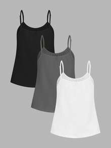 Tseoso 95% Cotton 3pcs/Set Women's Ruched Loose Camisole Tank Top With Adjustable Shoulder Straps, Suitable For Spring And Summer - Multicolor - View 2