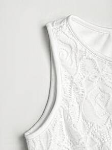 SHEIN Tween Mädchen Lässiges elegantes Mode einfarbiges weißes Spitzenkleid, vielseitig geeignet für den täglichen Gebrauch, Zeremonien, Partys, neues Mädchenkleid, Teeparty-Kleid, weißes Kleid, Sommerkleid - Weiss - Übersicht 4